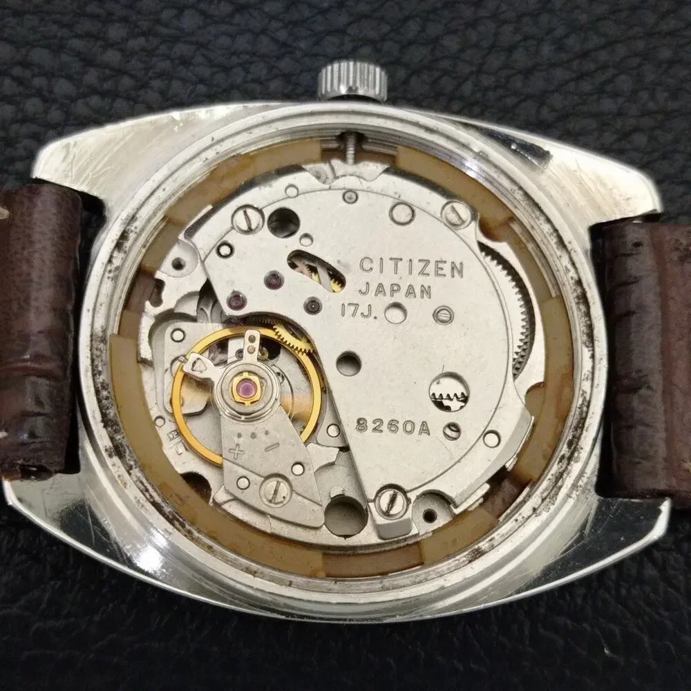 Vintage 1986 Citizen Manual Wound Mens Silver Watch W/Date & Gold accents